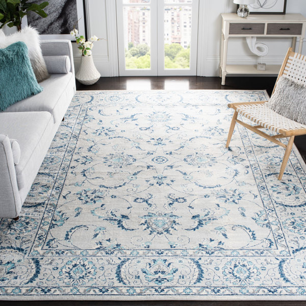 Bungalow Rose Llana Oriental Light Gray / Blue Area Rug & Reviews Wayfair